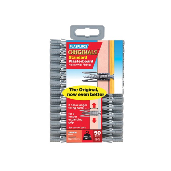 Plasplugs Plasterboard Fixing Regular Duty x 50 SCF552 Plasplugs Plasterboard Fixing Regular Duty x 50 SCF552