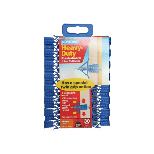 Plasplugs Plasterboard Fixings Heavy Duty x 30 SHCF553 Plasplugs Plasterboard Fixings Heavy Duty x 30 SHCF553