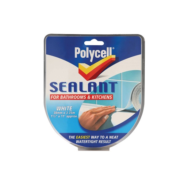 Polycell Sealant Strip Kitchen / Bathroom White 41mm Polycell Sealant Strip Kitchen / Bathroom White 41mm