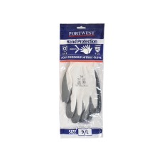 Portwest A319 Grey/White Grip Nitrile Gloves - L (Size 9)