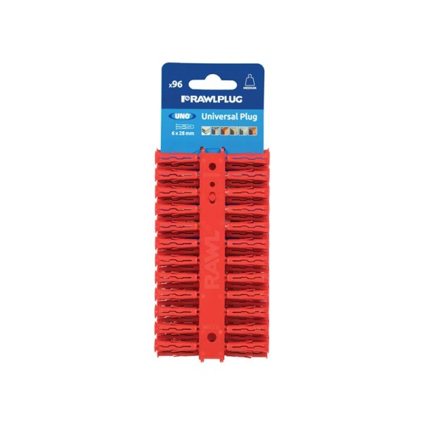 Rawlplug Red UNO® Plugs 6 x 28mm (Card 96) Rawlplug Red UNO® Plugs 6 x 28mm (Card 96)