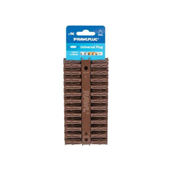Rawlplug Brown UNO® Plugs 7 x 30mm (Card 96) Rawlplug Brown UNO® Plugs 7 x 30mm (Card 96)