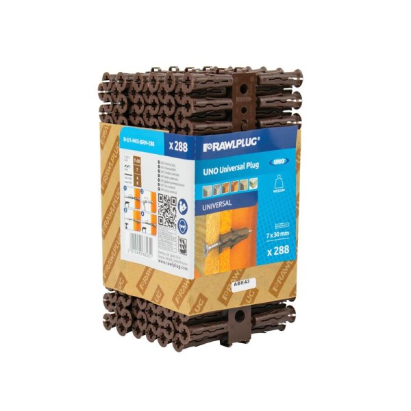 Rawlplug Brown UNO® Plugs 7 x 30mm (Pack 288) Rawlplug Brown UNO® Plugs 7 x 30mm (Pack 288)