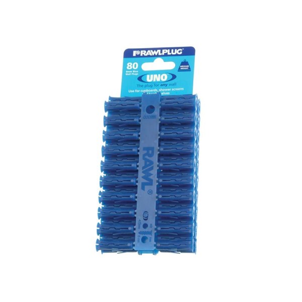 Rawlplug Blue UNO® Plugs 8 x 32mm (Card 80) Rawlplug Blue UNO® Plugs 8 x 32mm (Card 80)