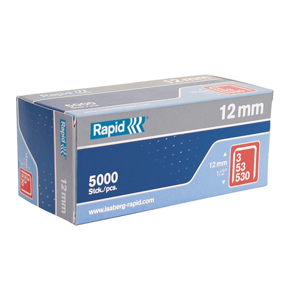 Rapid 53/12B 12mm Galvanised Staples Box 5000 Rapid 53/12B 12mm Galvanised Staples Box 5000