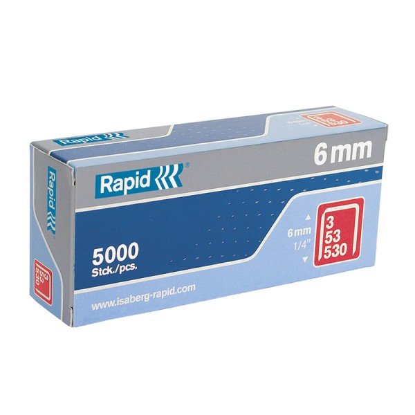 Rapid 53/6B 6mm Galvanised Staples Box 5000 Rapid 53/6B 6mm Galvanised Staples Box 5000