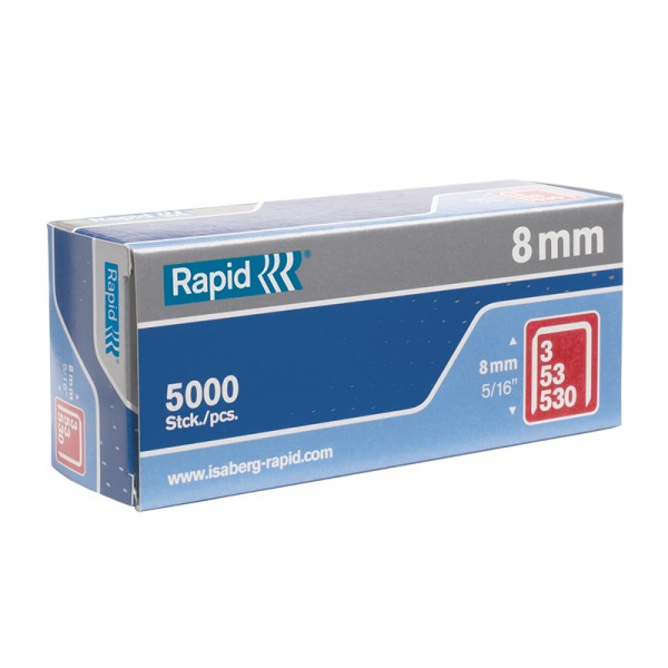 Rapid 53/8B 8mm Galvanised Staples Box 5000 Rapid 53/8B 8mm Galvanised Staples Box 5000