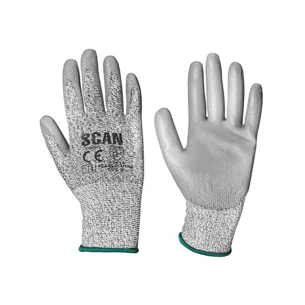 Scan Grey PU Coated Cut 3 Gloves - M (Size 8) Scan Grey PU Coated Cut 3 Gloves - M (Size 8)