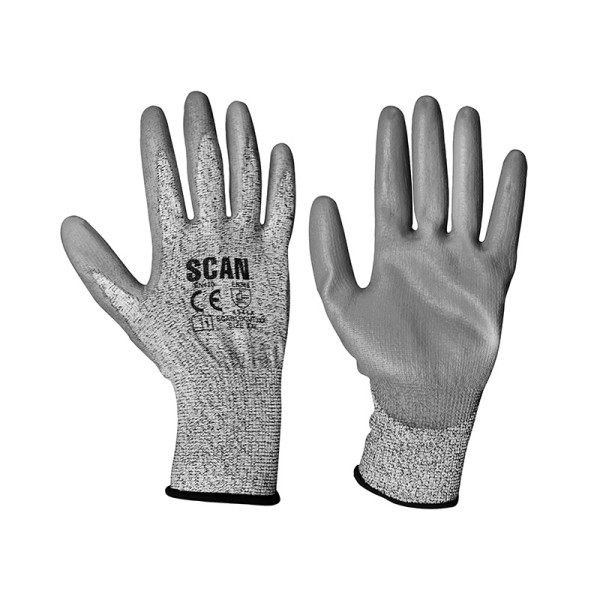 Scan Grey PU Coated Cut 3 Gloves - XXL (Size 11) Scan Grey PU Coated Cut 3 Gloves - XXL (Size 11)
