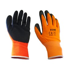 Scan Hi-Vis Orange Foam Latex Coated Gloves - M (Size 8)