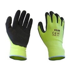 Scan Hi-Vis Yellow Foam Latex Coated Gloves - XXL (Size 11)