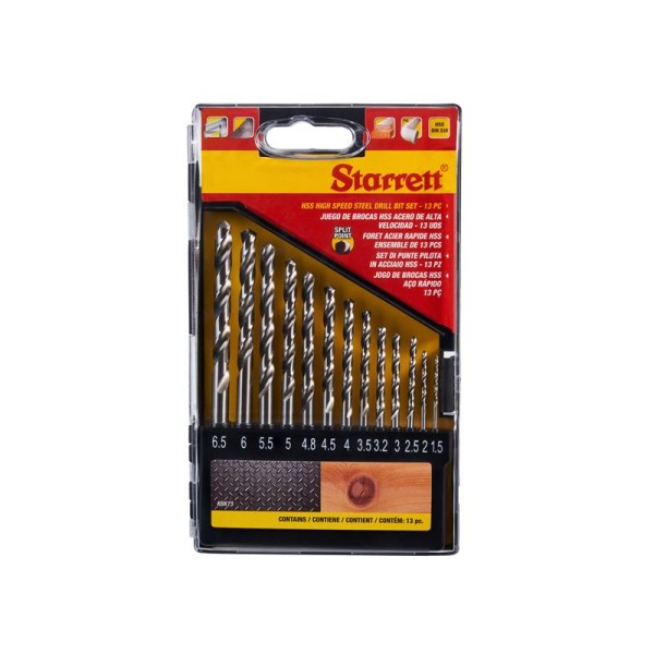 Starrett HSS Split Point Drill Bit Set, 13 Piece Starrett HSS Split Point Drill Bit Set, 13 Piece