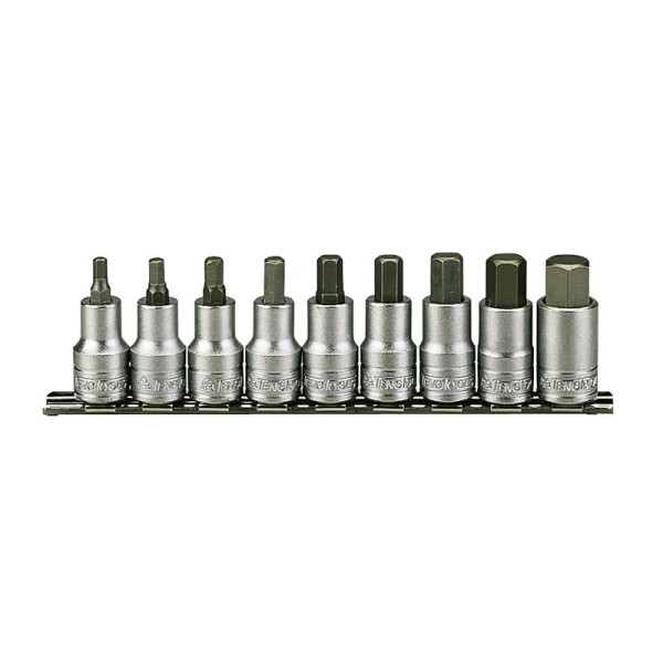 Teng M1212 Socket Clip Rail Hex Set of 9 Metric 1/2in Drive Teng M1212 Socket Clip Rail Hex Set of 9 Metric 1/2in Drive
