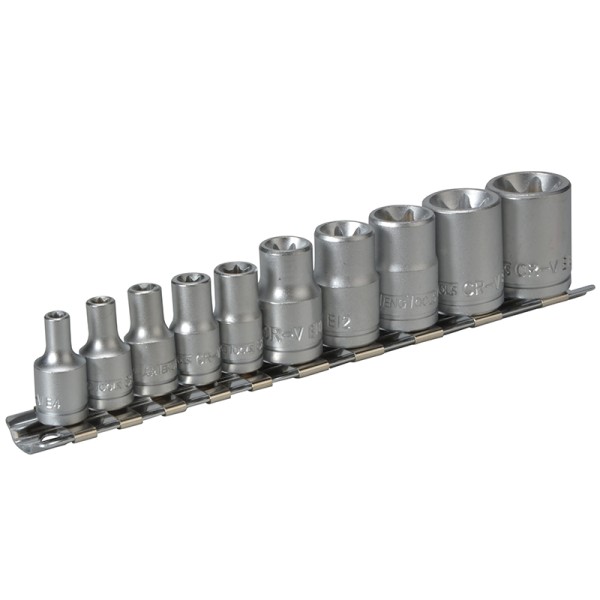 Teng M3814 Socket Clip Rail TX-E Set of 10 3/8in & 1/4in Drive Teng M3814 Socket Clip Rail TX-E Set of 10 3/8in & 1/4in Drive