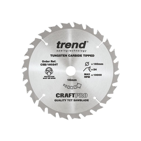 Trend CSB/16024T CraftPro Thin Kerf Saw Blade 160 x 16mm x 24T Trend CSB/16024T CraftPro Thin Kerf Saw Blade 160 x 16mm x 24T