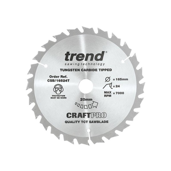 Trend CSB/16524T Craft Pro Thin Kerf Saw Blade 165 x 20mm x 24T Trend CSB/16524T Craft Pro Thin Kerf Saw Blade 165 x 20mm x 24T