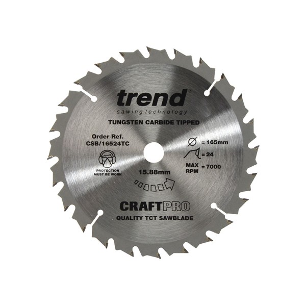 Trend CSB/16524TC Craft Pro Thin Kerf Saw Blade 165 x 15.88mm x 24T Trend CSB/16524TC Craft Pro Thin Kerf Saw Blade 165 x 15.88mm x 24T