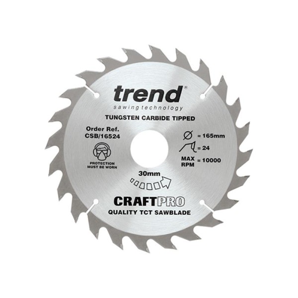 Trend CSB/16524 CraftPro Circular Saw Blade 165 x 30mm x 24T Trend CSB/16524 CraftPro Circular Saw Blade 165 x 30mm x 24T