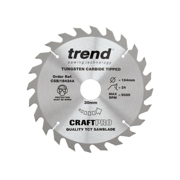 Trend CSB/18424A CraftPro Circular Saw Blade 184 x 30mm x 24T Trend CSB/18424A CraftPro Circular Saw Blade 184 x 30mm x 24T