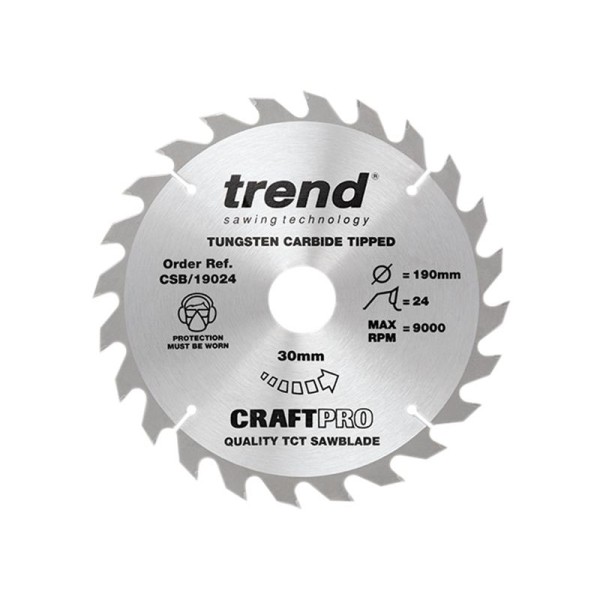 Trend CSB/19024 CraftPro Circular Saw Blade 190 x 30mm x 24T Trend CSB/19024 CraftPro Circular Saw Blade 190 x 30mm x 24T