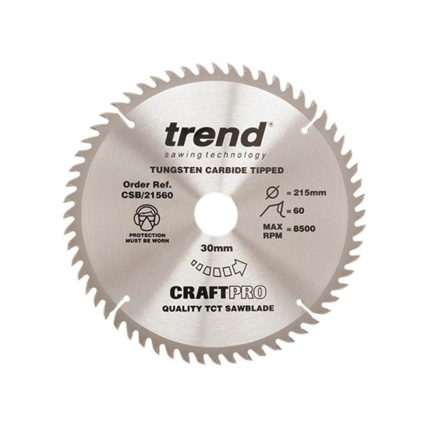 Trend CSB/21560 CraftPro Saw Blade 215 x 30mm x 60T Trend CSB/21560 CraftPro Saw Blade 215 x 30mm x 60T