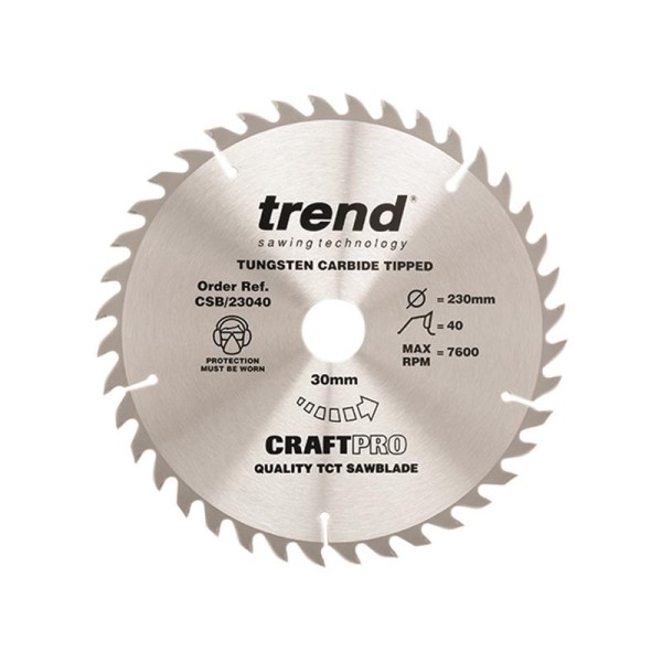 Trend CSB/23040 Craft Pro Saw Blade 230 x 30mm x 40T Trend CSB/23040 Craft Pro Saw Blade 230 x 30mm x 40T