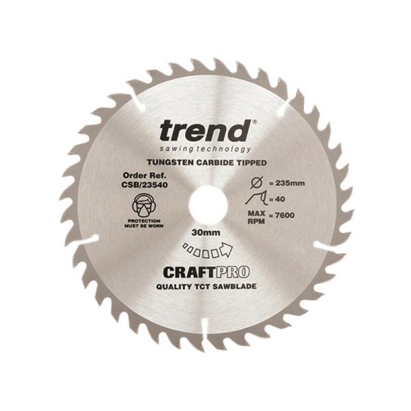 Trend CSB/23540 CraftPro Circular Saw Blade 235 x 30mm x 40T Trend CSB/23540 CraftPro Circular Saw Blade 235 x 30mm x 40T