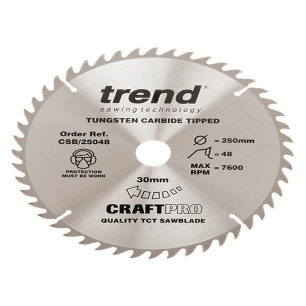 Trend CSB/25048 CraftPro Circular Saw Blade 250 x 30mm x 48T Trend CSB/25048 CraftPro Circular Saw Blade 250 x 30mm x 48T