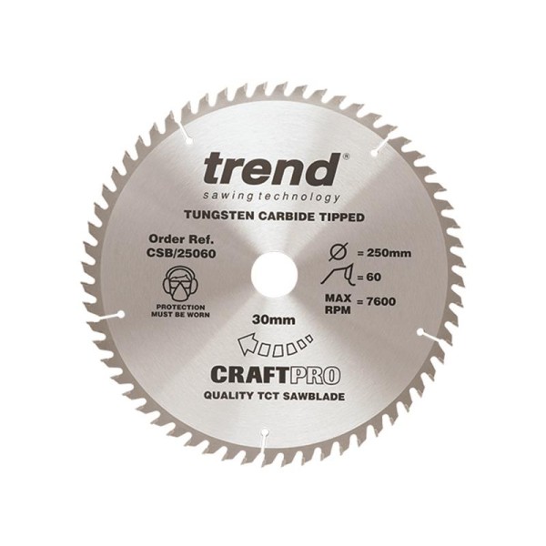 Trend CSB/25060 CraftPro Saw Blade 250 x 30mm x 60T Trend CSB/25060 CraftPro Saw Blade 250 x 30mm x 60T
