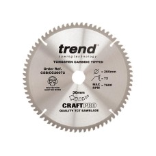 Trend CSB/CC26072 CraftPro Mitre Saw Blade 260 x 30mm x 72T