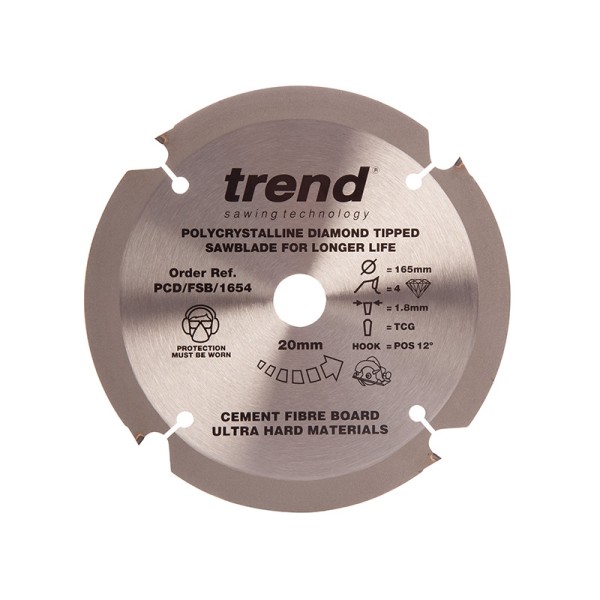 Trend PCD/FSB/1654 Fibreboard Saw Blade 165 x 20mm x 4T Trend PCD/FSB/1654 Fibreboard Saw Blade 165 x 20mm x 4T