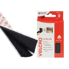 VELCRO® Brand VELCRO® Brand Stick On Tape 20mm x 1m Black VELCRO® Brand VELCRO® Brand Stick On Tape 20mm x 1m Black