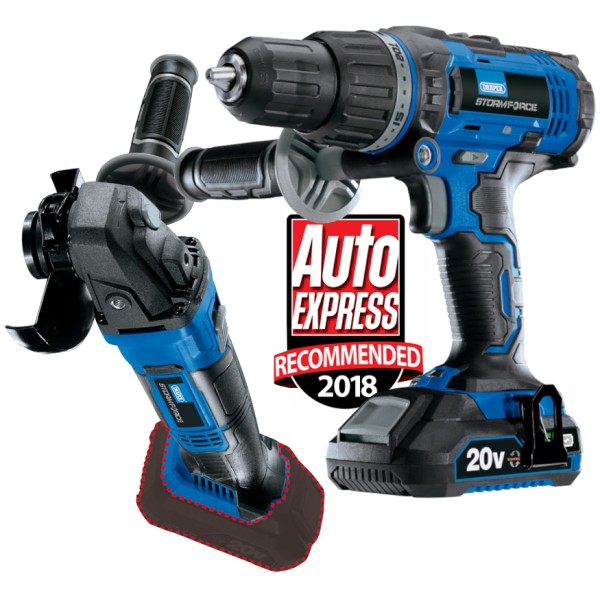 Draper Storm Force® 20v Combi Drill & 4½" Angle Grinder Bundle (3 Batteries) Draper Storm Force® 20v Combi Drill & 4½" Angle Grinder Bundle (3 Batteries)