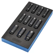 Draper HI-TORQ® Metric Deep Impact Socket Set in EVA Drawer Insert Tray, 1/2" Sq. Dr. (11 Piece) (63483)