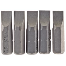Draper 6.5mm 1/4" Hex Plain Slot Insert Bit 25mm Long X 5