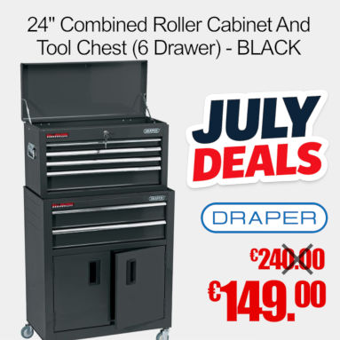 Draper 24 Inch Roller Cabinet & Tool Chest 6 Drawer BLACK 19572