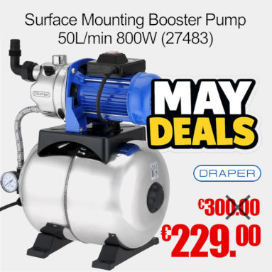 Draper Stainless Steel Surface Mounting Booster Pump 50L/min 800W