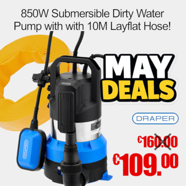 Draper 230V 850W Submersible Dirty Water Pump with Float Switch