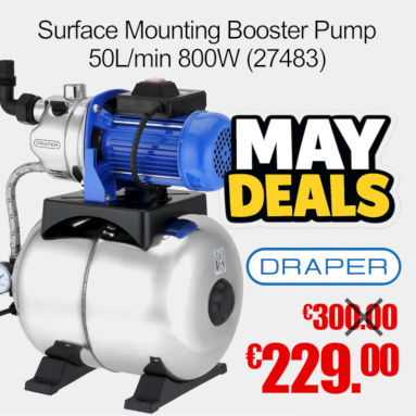 Draper Stainless Steel Surface Mounting Booster Pump 50L/min 800W