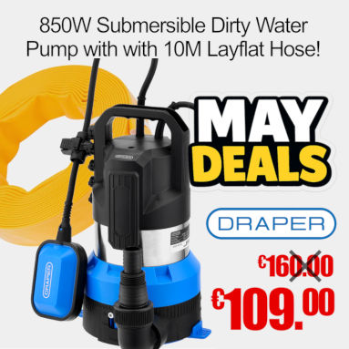 Draper 230V 850W Submersible Dirty Water Pump with Float Switch